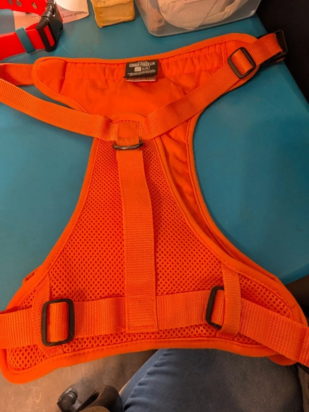 Canada Pooch Ltd High Vis Orange Safety Harness and Biothane Collar L/XL